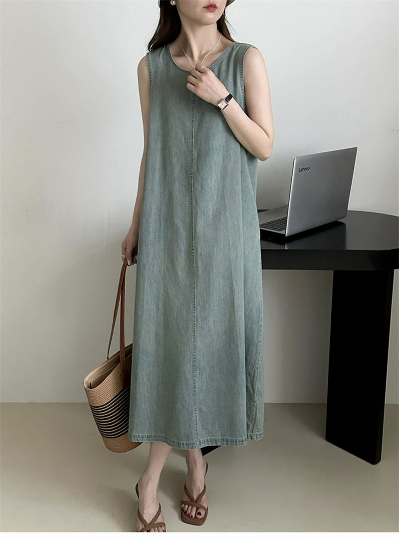 【dress】ノースリーブデニムワンピース　M24025