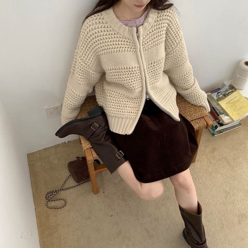 【outer】ニットカーディガン Q7149
