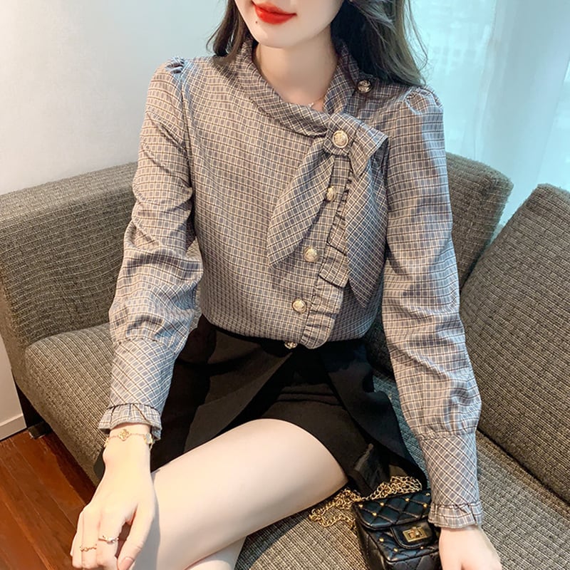 【tops】チェック柄シャツトップス　M25345