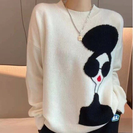 【tops】話題沸騰中INS風韓国風2色ラウンドネック長袖配色着やせニットセーターF1450