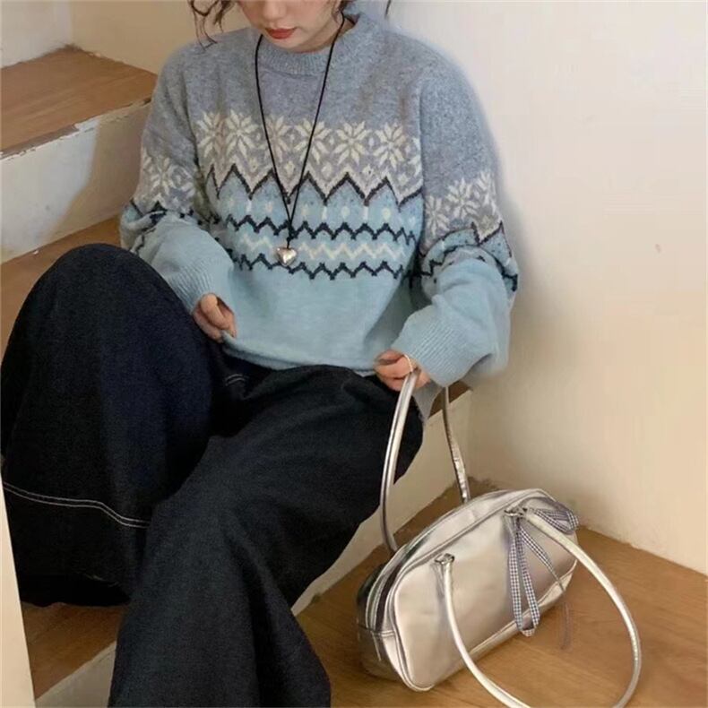 【tops】ジャカードニットセーター　M27137