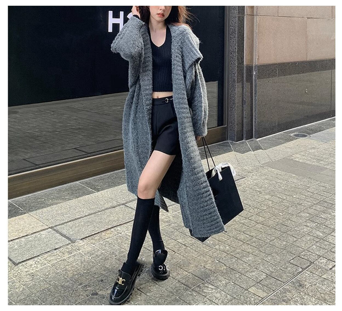 【outer】ロング丈ニットカーデ　M18317