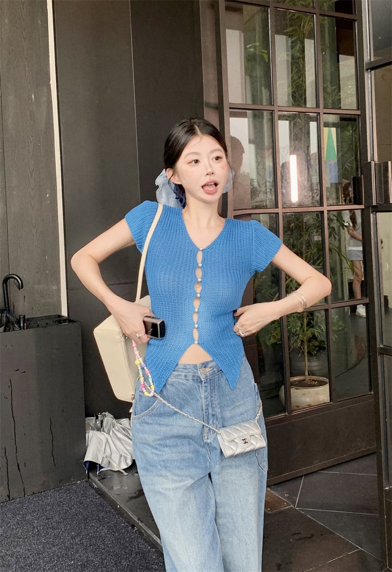 【tops】ニットトップス　M25045