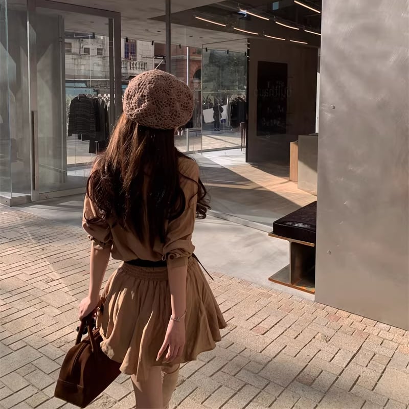【dress】ベルト付きシャツワンピース Q8300