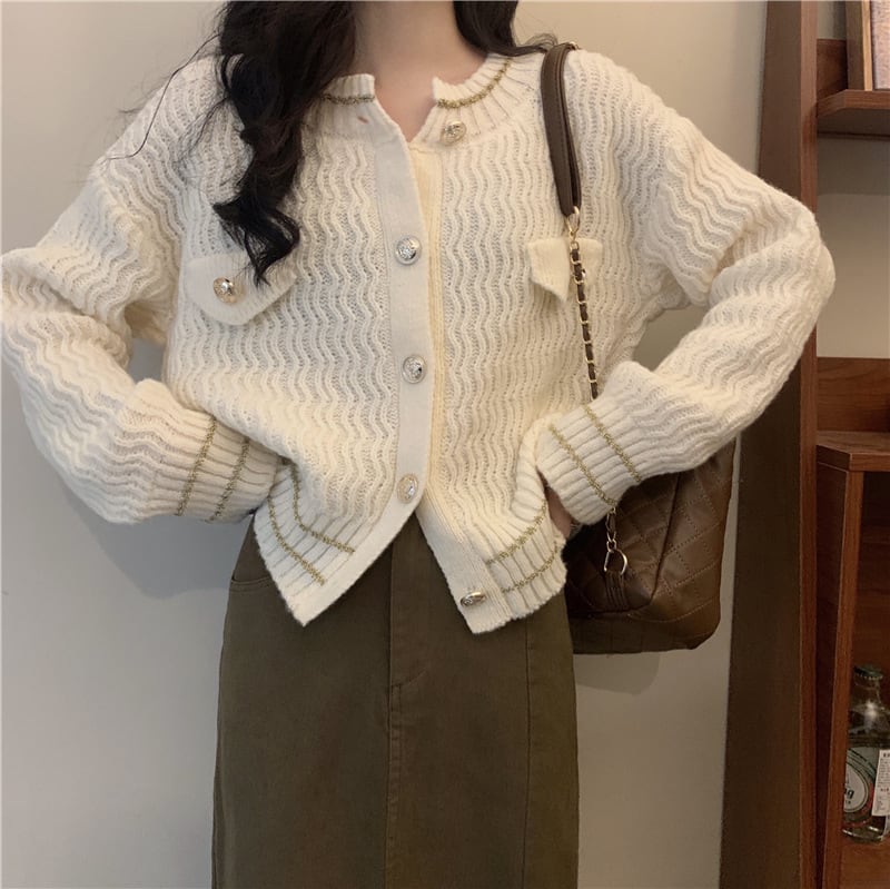【outer】クルーネックニットカーデ　M26153