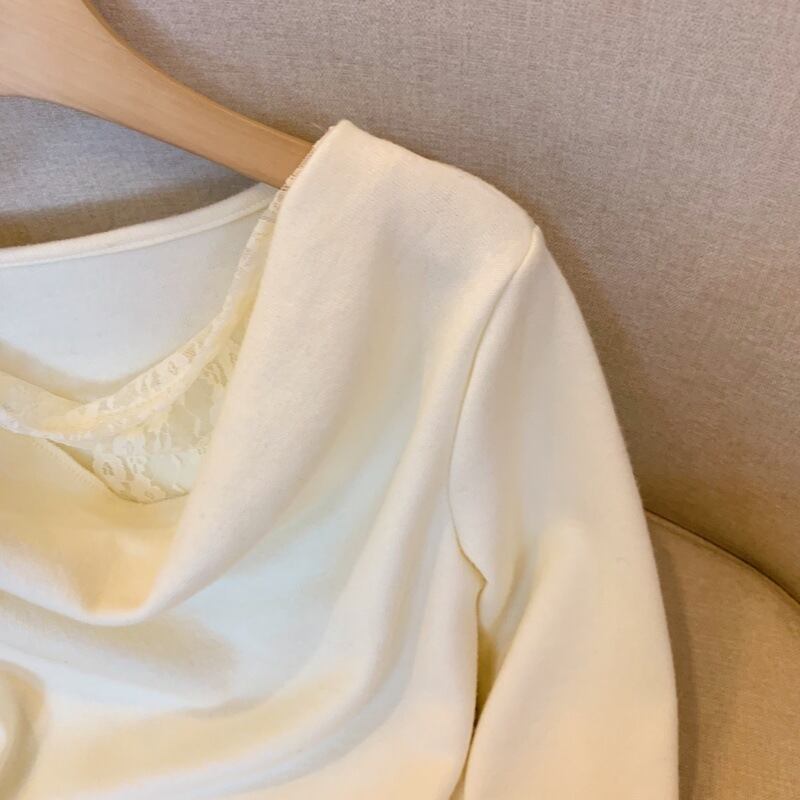 【tops】レース切り替え立体フラワーニットトップス　M29222