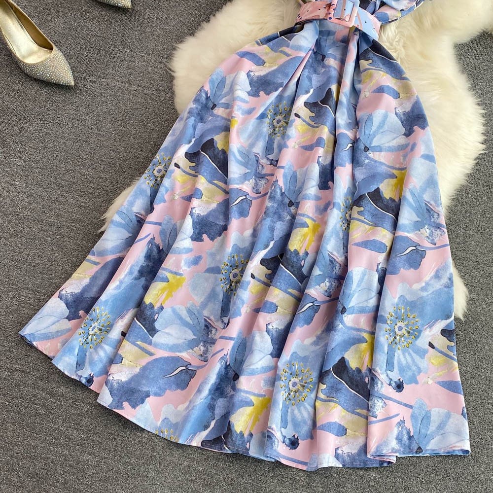【dress】スタンドネックプリントワンピース G20725