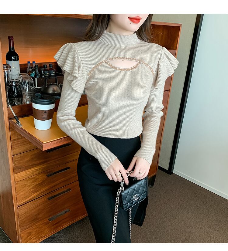 【tops】フリルニットトップス　M18859