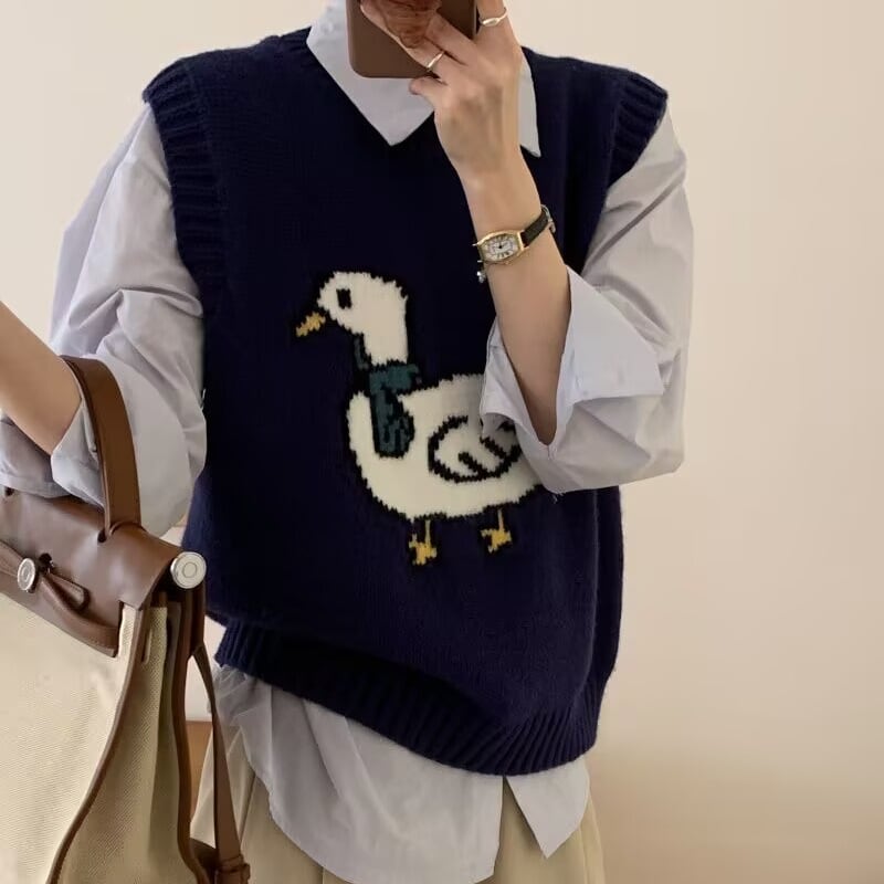 【tops】刺繍ニットベスト　M28921