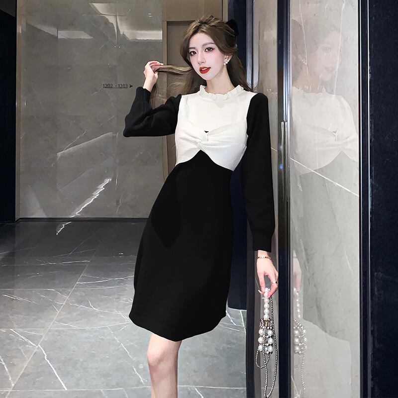 【dress】リボン付ニットワンピース　M18567