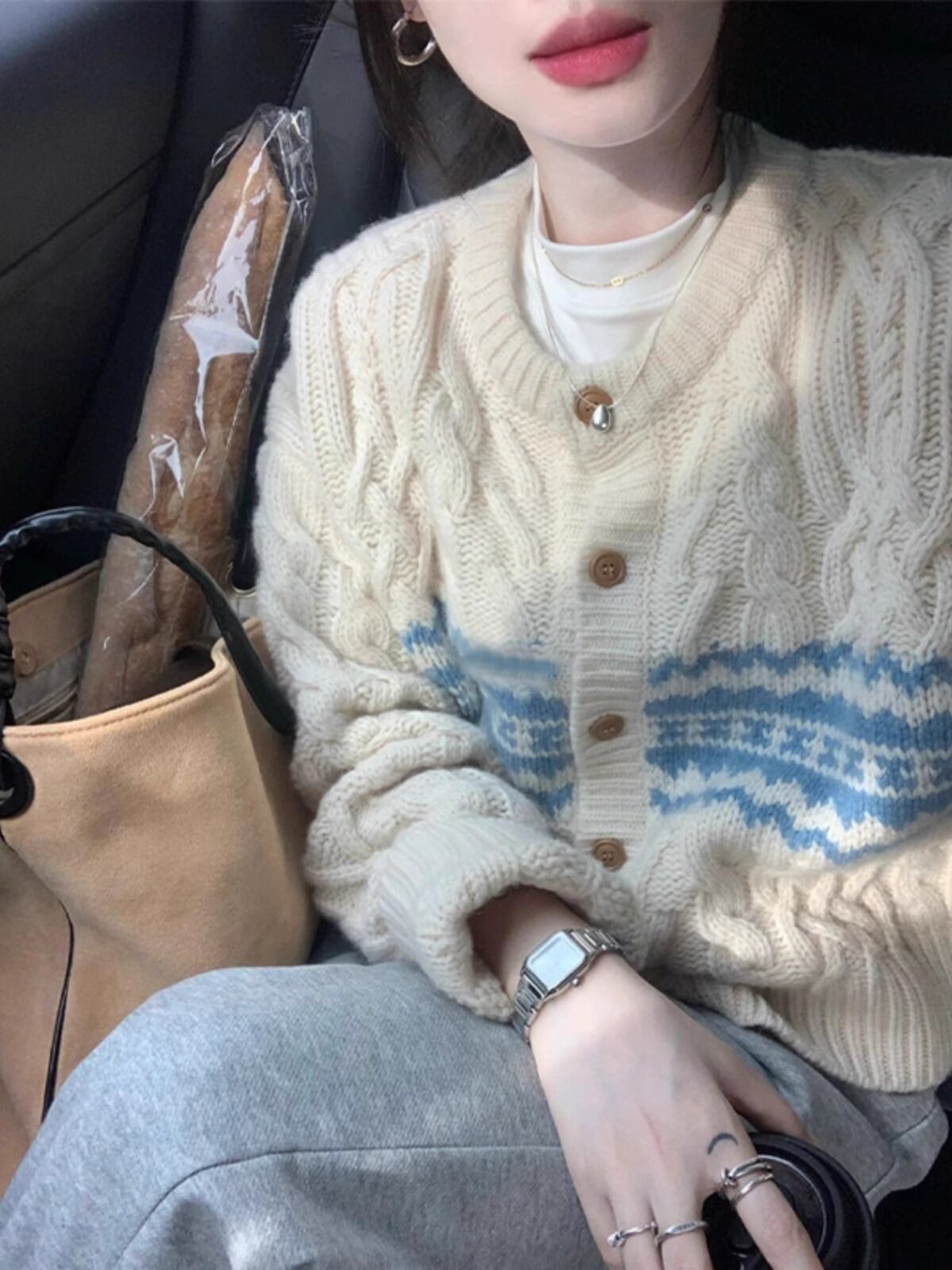 【outer】クルーネックニットカーデ　M27131
