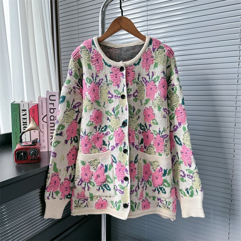 【outer】刺繍ニットカーデ　M25876