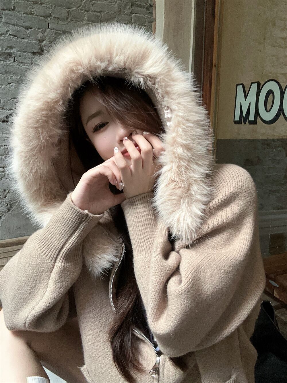 【outer】フードファーニットカーデ　M27216