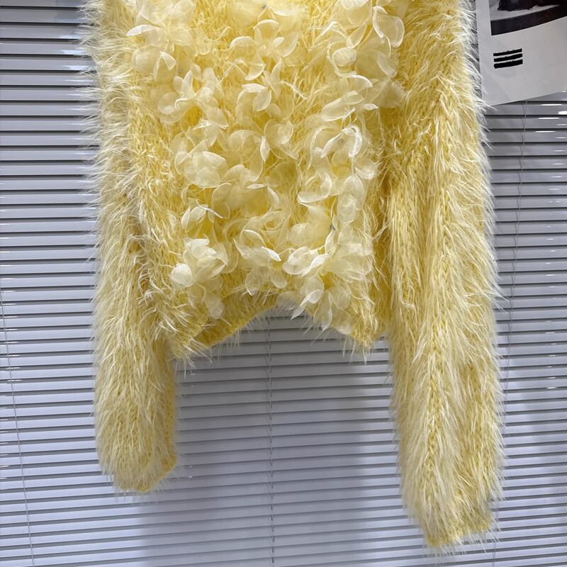 【tops】チュールフラワーニットトップス Q7330