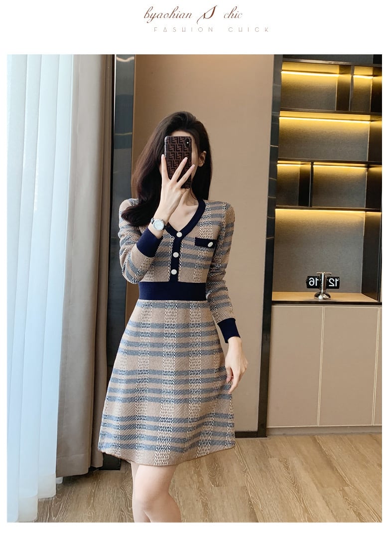 【dress】Vネックワンピース　M25463