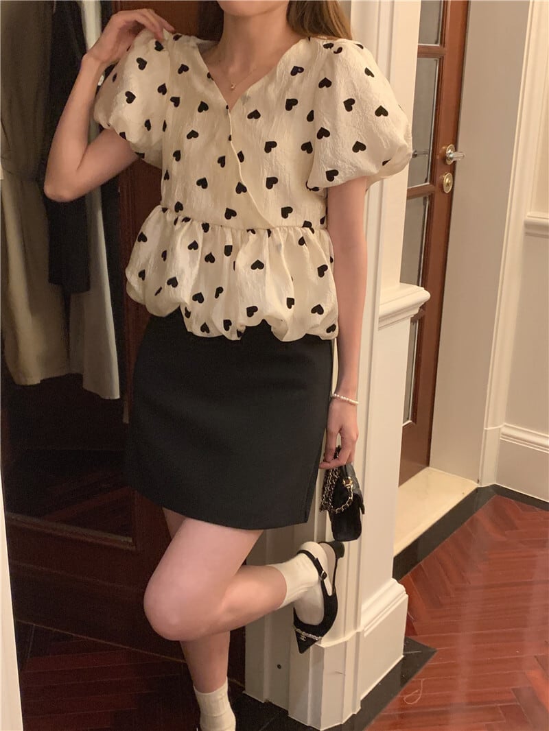【tops】ハート柄トップス　M25215
