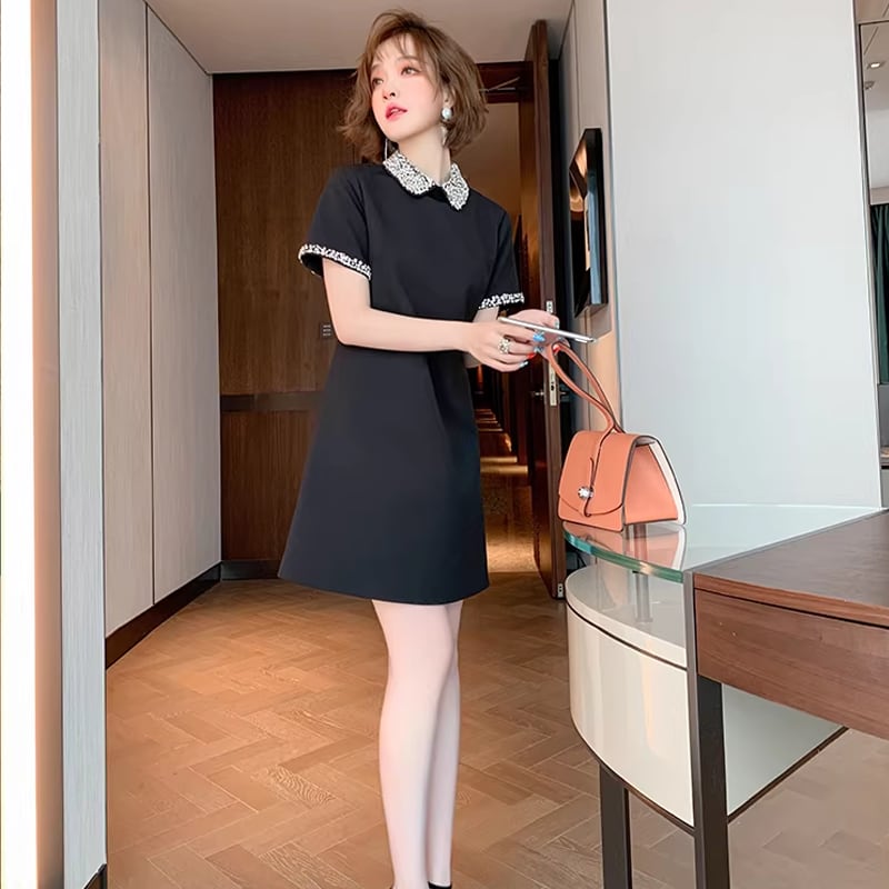 【dress】ラインストーン付きミニワンピース Q8435