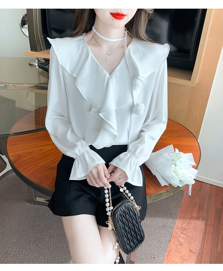 【tops】フリルシャツトップス　M25769