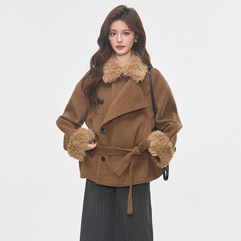 【outer】ファー付きラシャコート Q7219