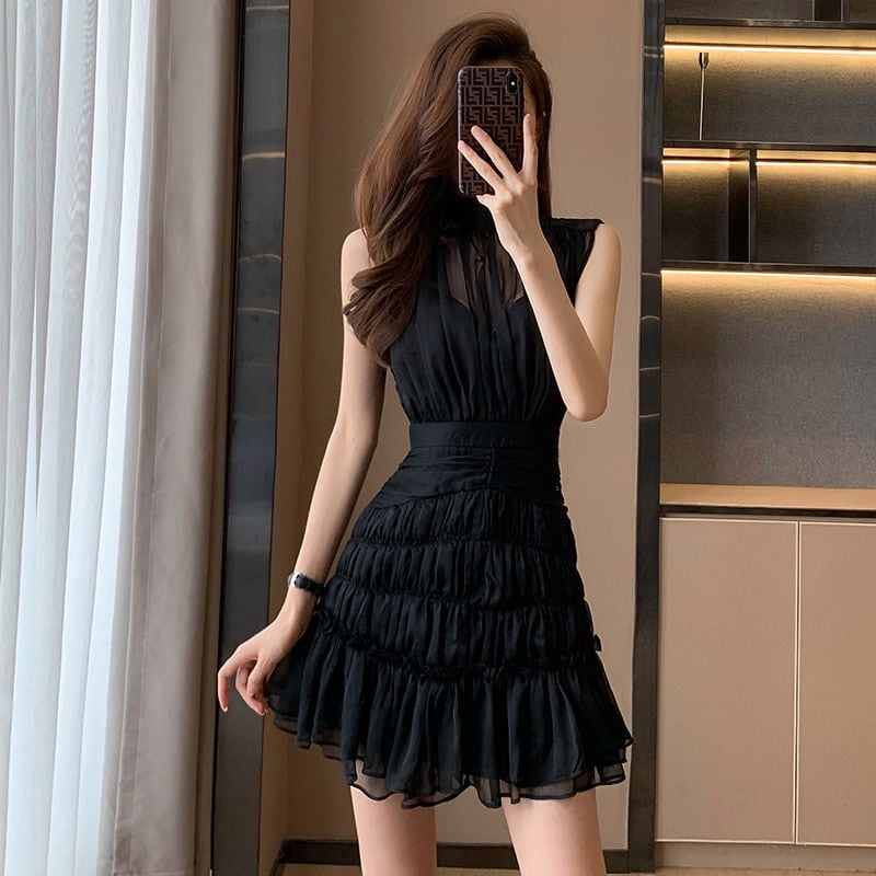 【dress】ウェスト絞りギャザーワンピースF7393