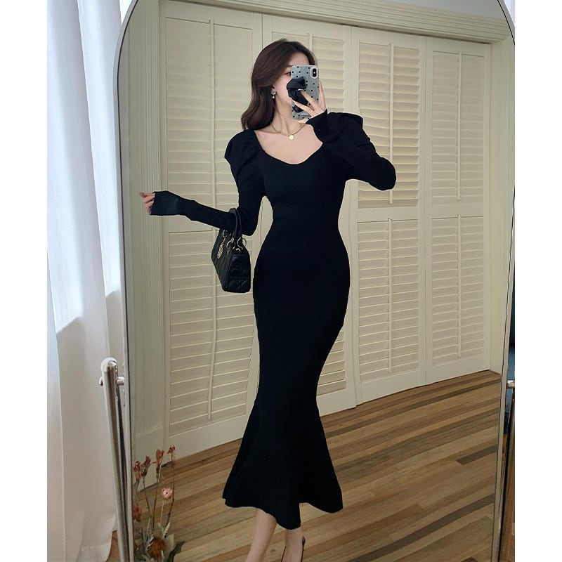 【dress】ニットマーメイドワンピース　M26967