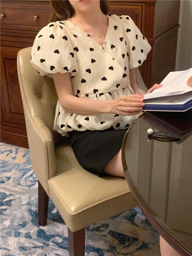 【tops】ハート柄トップス　M25215