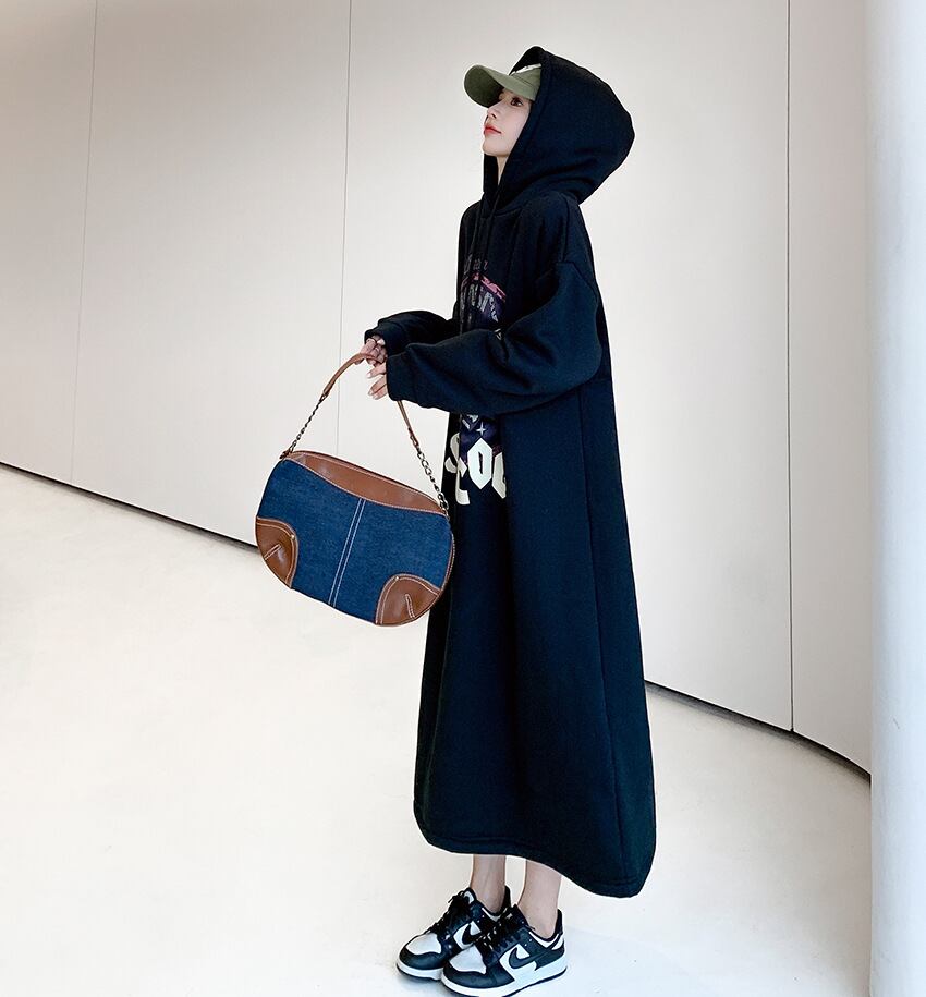 【dress】裹起毛パーカーワンピース　M18579