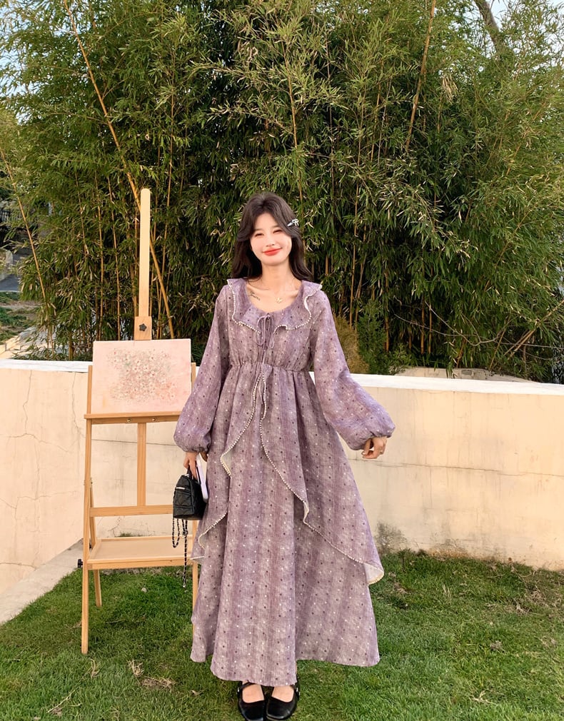 【dress】フレアロングワンピース Q8221