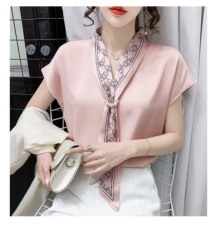 【tops】エレガント フランス風 上品なシルエットスウィートノースリーブシフォンシャツ G6716