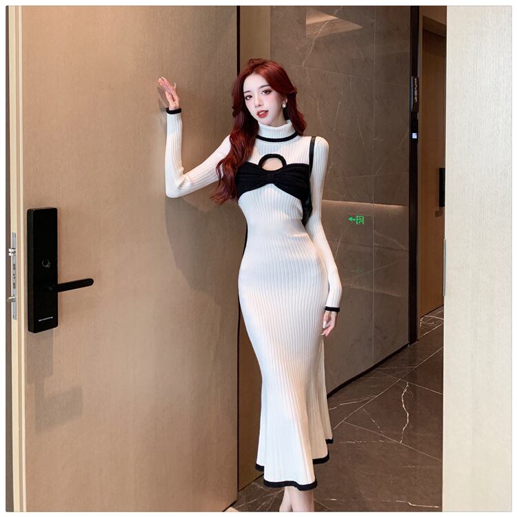 【dress】ドッキングニットワンピース　M18779