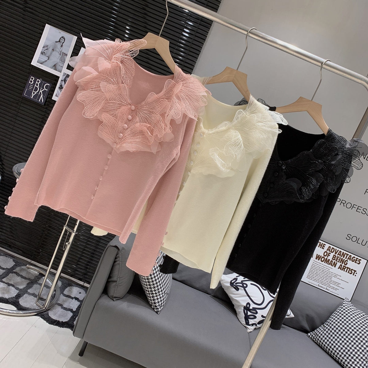 【tops】立体フラワーニットトップス　M28064