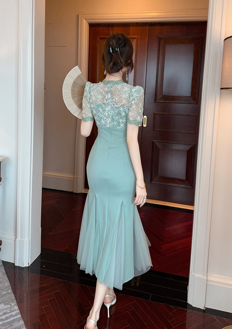 【dress】レースマーメイドワンピース　M25071
