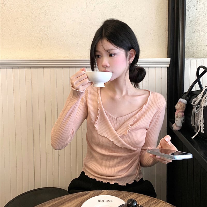 【tops】切り替えニットトップス　M27339