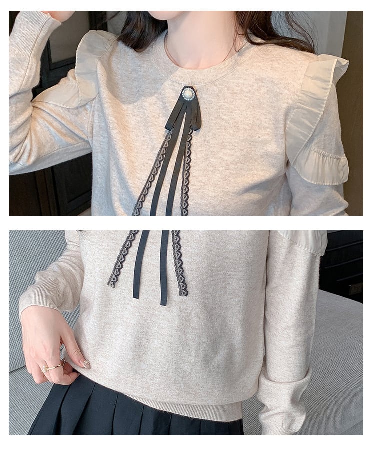 【tops】フリルニットトップス　M26211