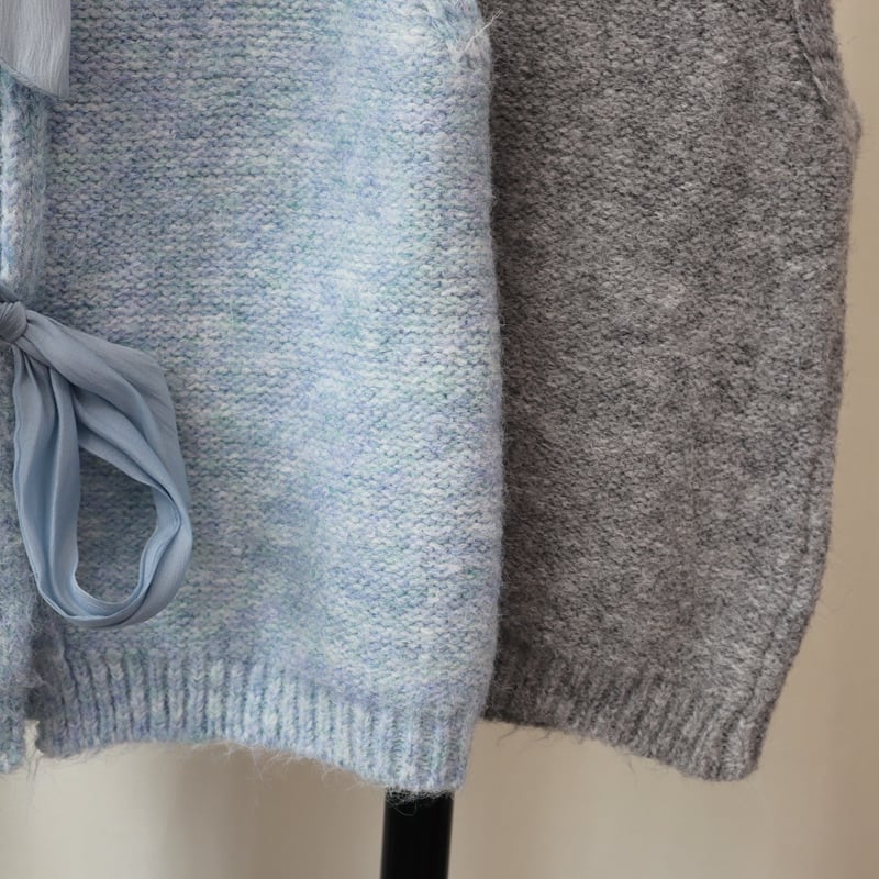【tops】リボン付きニットベスト　M26163