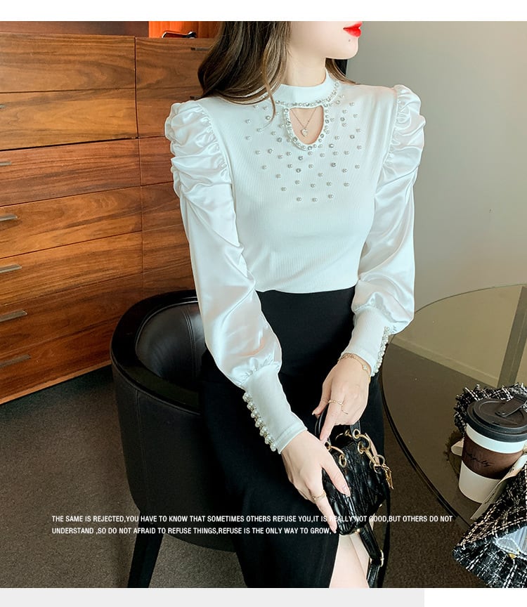 【tops】パールカットワークトップス　M29382