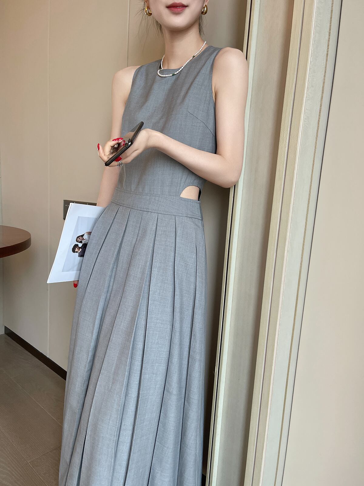 【dress】ウエストカットプリーツワンピース　N2993