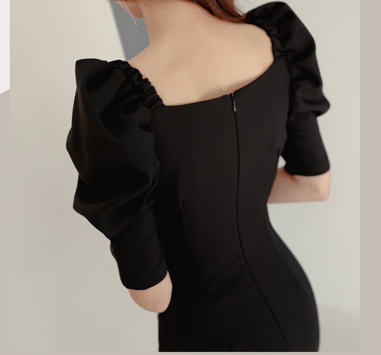 【dress】Vネックパフスリーブワンピース G21448