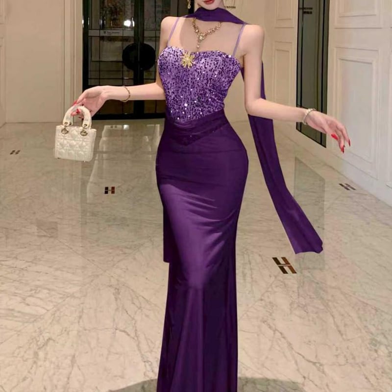 【dress】ラインストーン付きキャミワンピース Q7982
