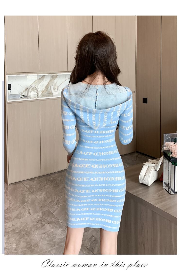 【dress】フード付きニットワンピース　M18862