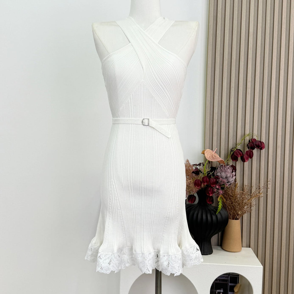 【dress】クロスレースドッキングミニワンピース　N3220
