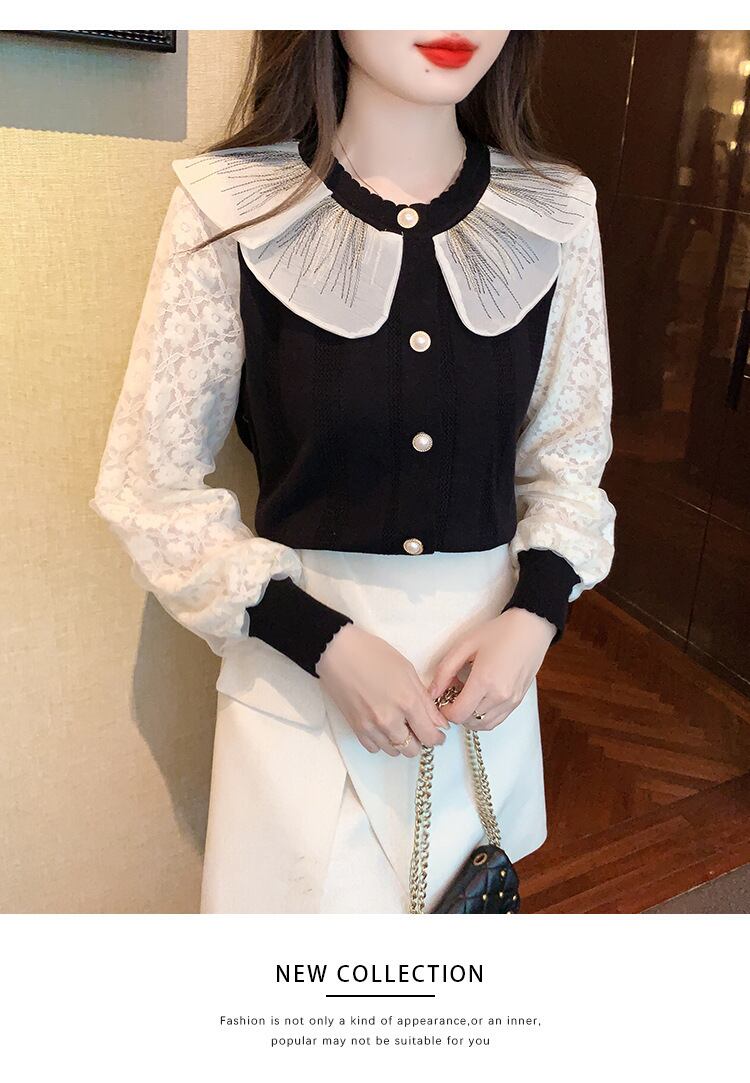 【tops】ドッキングニットトップス　M18814