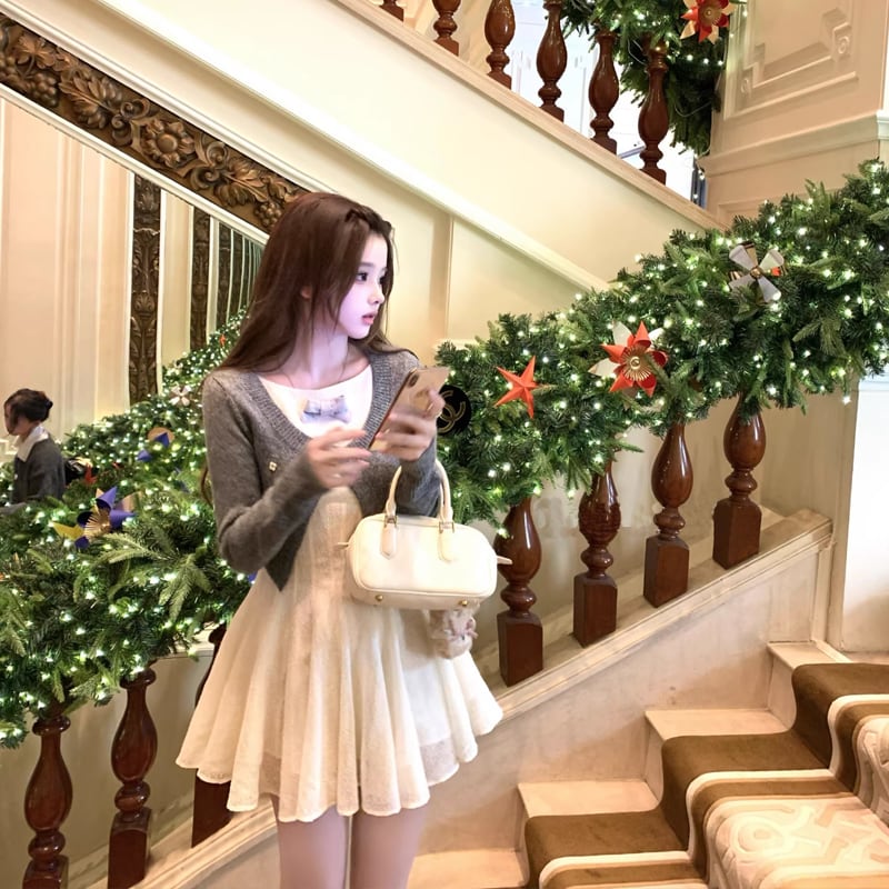 【dress】リボン付ノースリーブミニワンピース Q7968