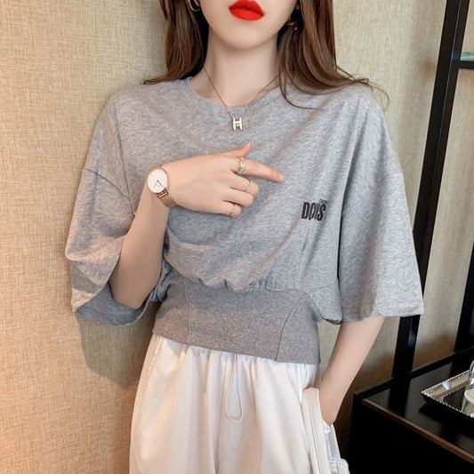 【tops】3色ウェスト絞りＴシャツF7369