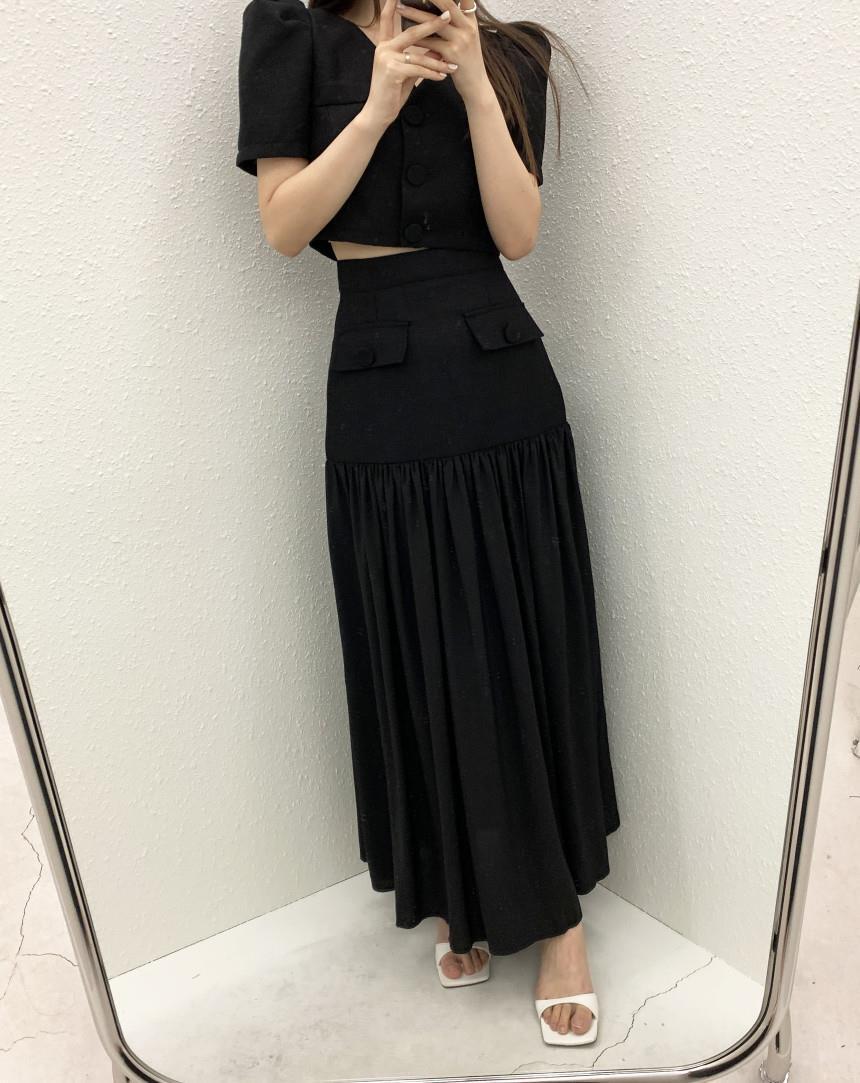 【set】パフスリーブトップス×切り替えスカートセット　M24742