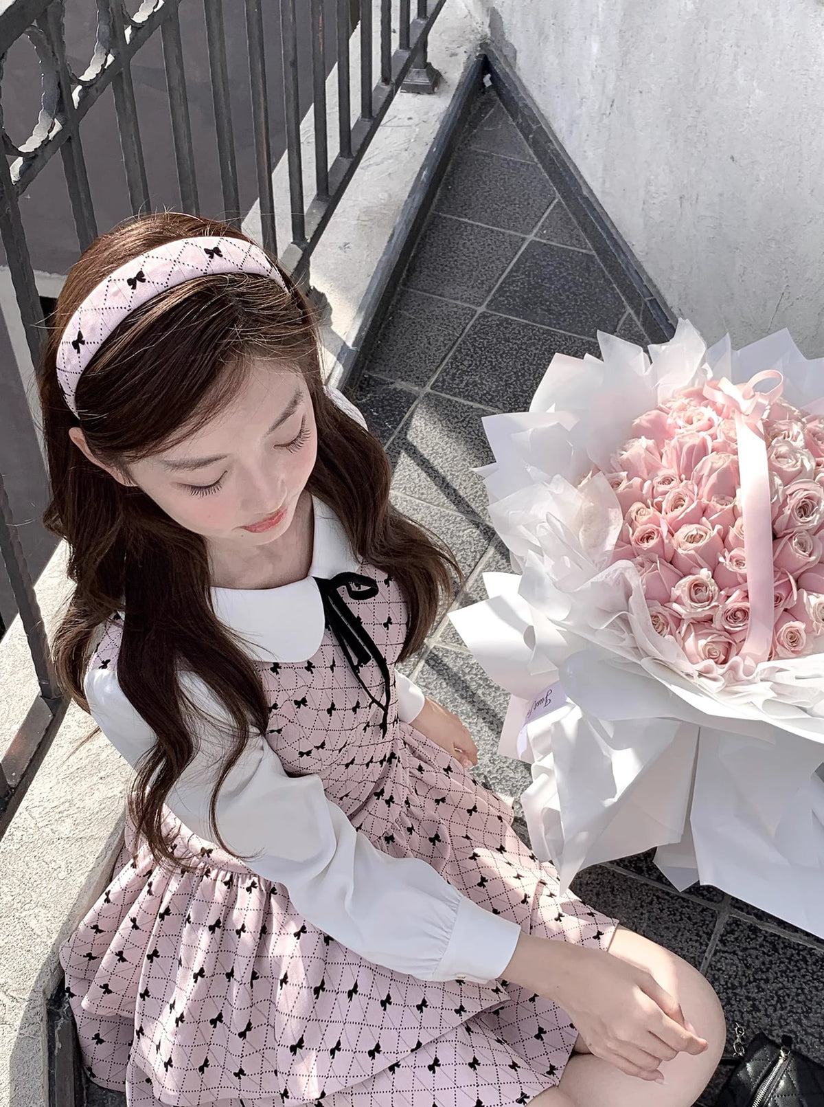 【dress】ピーターパンカラーフェイクレイヤードワンピース Q7570