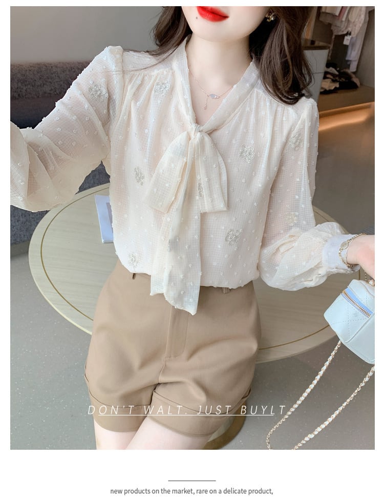 【tops】リボン付きシャツトップス　M28633