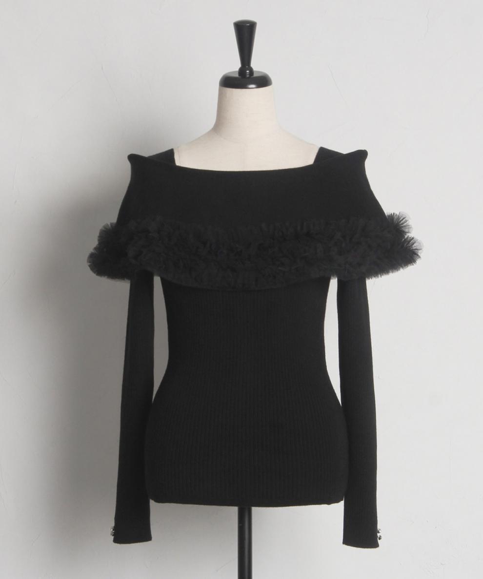 【tops】ギャザーフリルニットトップス　M28150