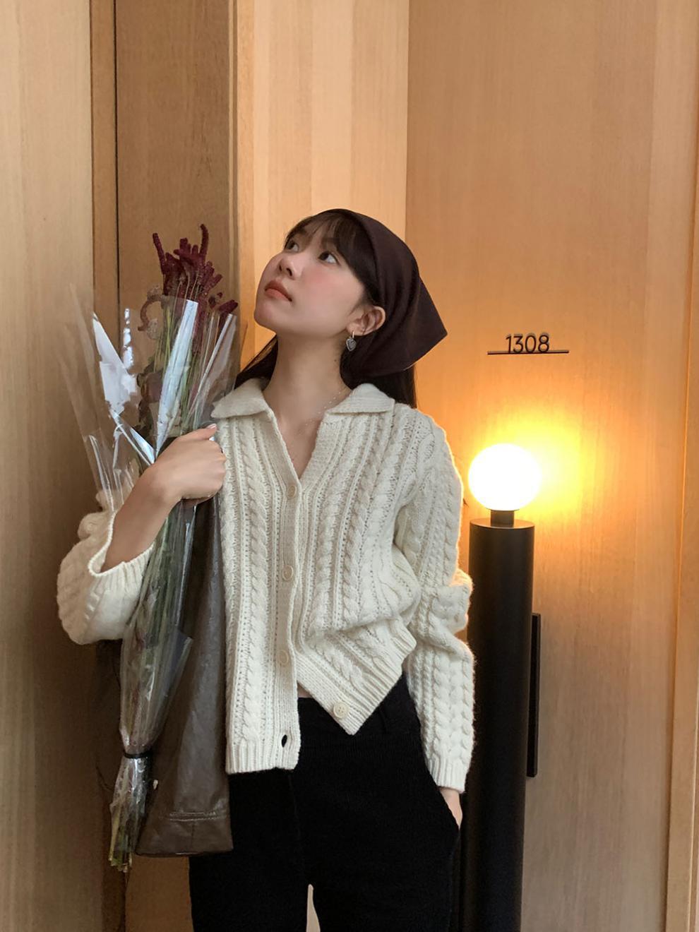 【outer】Vネックニットカーデ　M27314