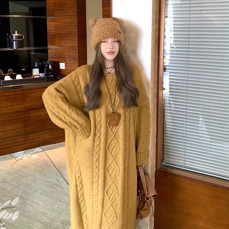 【dress】ロングニットワンピース Q7697